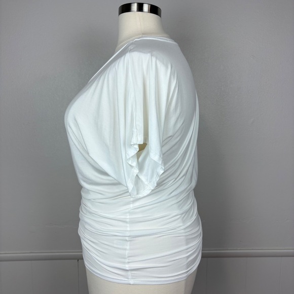 Sivana Bamboo Dolman Short Sleeve Tunic Tee Size XL White Soft Sustainable - Picture 5 of 14